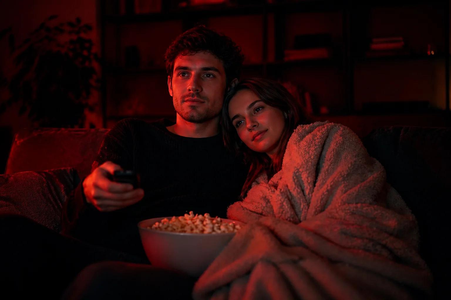 Couple regardant Neox2 sur leur téléviseur en France